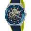 Reloj Marea Hombre Esfera Azul Oscuro y Brazalete de Nylon y Silicona Verde Lima, Resistente al Agua 10 ATM